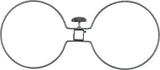 Metallischer Doppelring mit zentraler Schraubverbindung und Griff, silbern mit gesprenkelter Oberfläche.