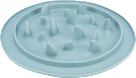 Runde, hellblaue Schale mit mehreren spitzen Erhebungen auf der Fläche verteilt.