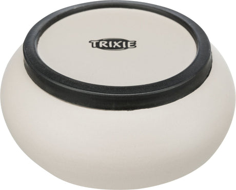 Beiger Napf mit schwarzem Rand und "TRIXIE"-Logo obenauf.