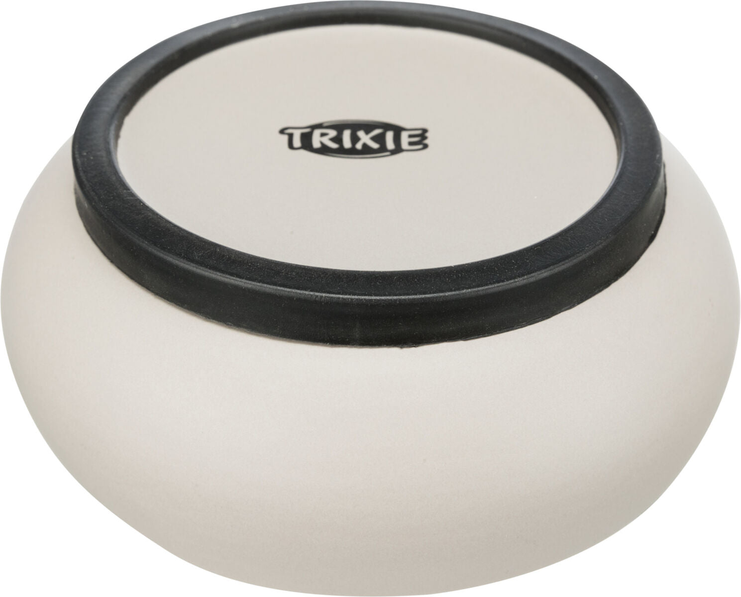 Beiger Napf mit schwarzem Rand und "TRIXIE"-Logo obenauf.