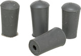Vier graue zylindrische Objekte mit abgerundeten Kappen sind auf einem hellen Hintergrund angeordnet.