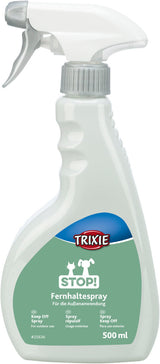 Weiße Sprühflasche mit grünem Etikett der Marke Trixie, 500 ml, für Fernhaltespray zur Außenanwendung.