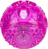 Runder, transparenter, pinkfarbener Ball mit strukturierten Oberflächen und Erhebungen.