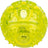 Gelber, transparent glänzender Ball mit Noppen und strukturierten Oberflächen, glatt und rund.