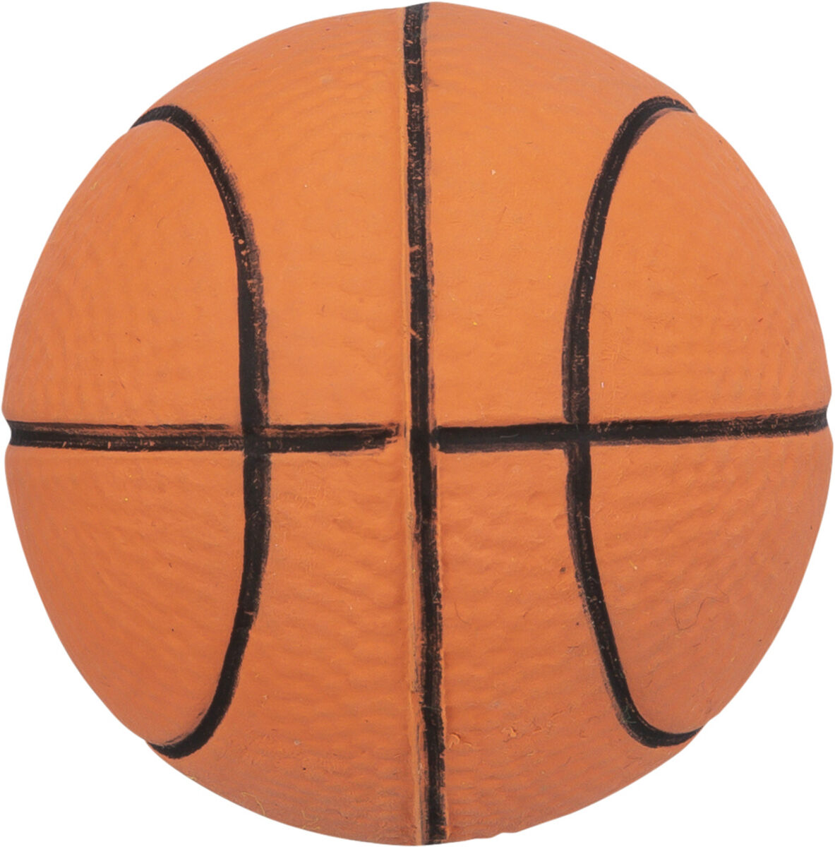 Ein orangener Basketball mit schwarzen Linien auf der Oberfläche, die die klassische Segmentierung zeigen.
