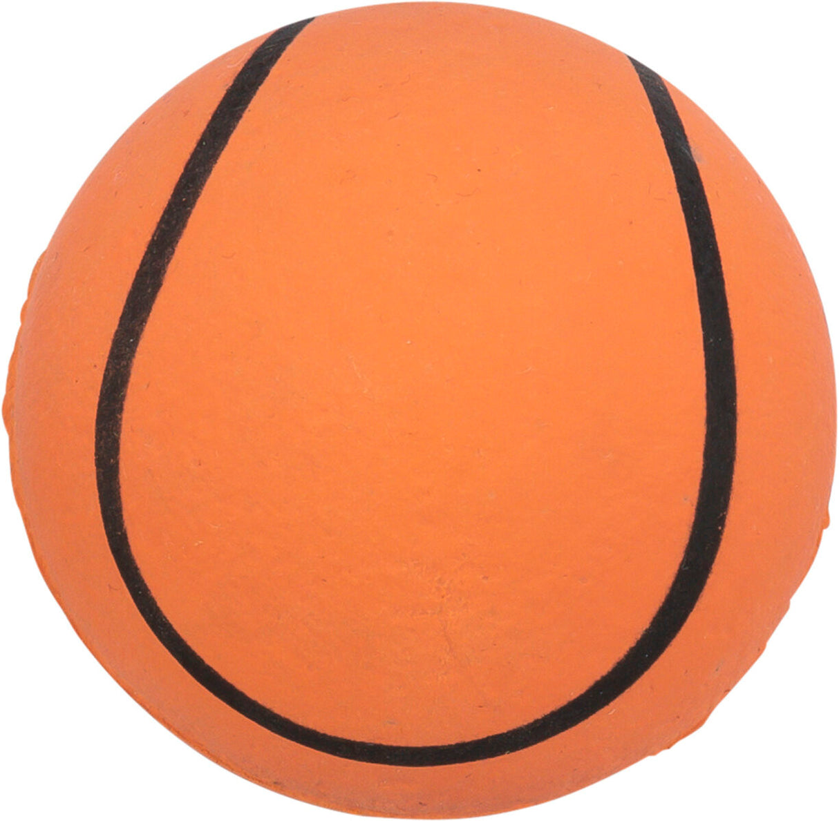 Oranger Ball mit schwarzen Streifen, die parallel zueinander verlaufen.