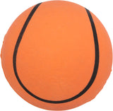 Oranger Ball mit schwarzen Streifen, die parallel zueinander verlaufen.