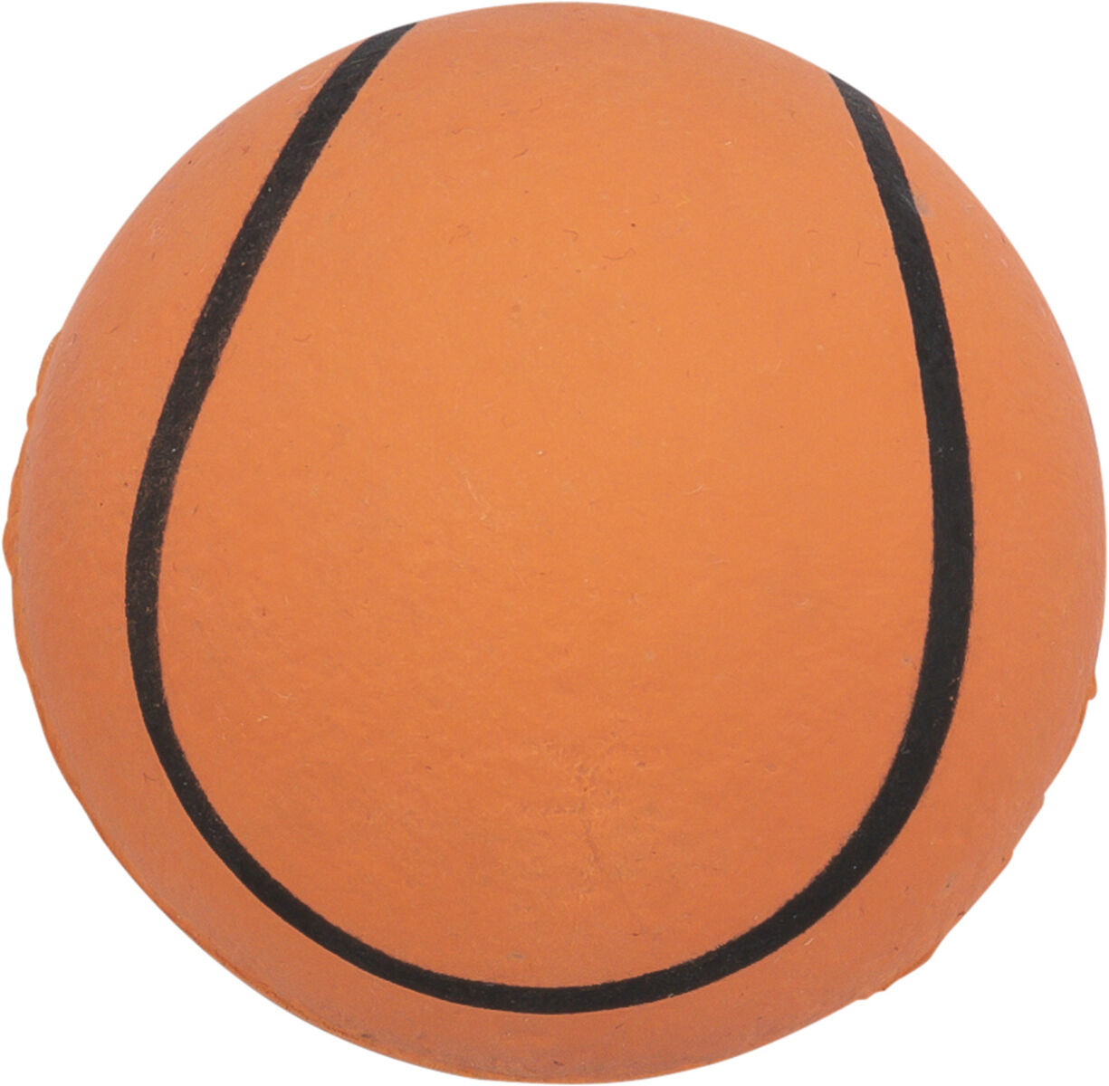 Oranger Ball mit schwarzen Streifen, die parallel zueinander verlaufen.