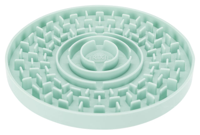 Runde, mintgrüne Kunststoffmatte mit erhöhten Strukturen und konzentrischen Kreisen auf der Oberfläche.