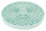 Runde, mintgrüne Kunststoffmatte mit erhöhten Strukturen und konzentrischen Kreisen auf der Oberfläche.