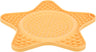 Sternförmige, orangefarbene Silikonmatte mit strukturierten Noppen und Erhebungen.