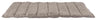 Beige, rechteckige, flauschige Matte mit gesteppten Abschnitten.