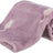 Weiche, lila Decke mit weißem Katzendesign, gerollt und aus flauschigem Material.