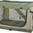 Tragbare Transportbox, rechteckig, beige und grün mit Netzfenstern und orangenen Kordelzügen.