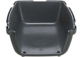 Dunkelgraue Plastikwanne mit erhöhten Seiten und glatter Innenfläche, ohne sichtbare Abdeckungen oder Griffe.