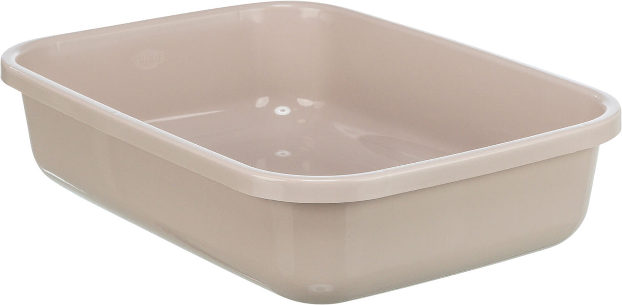 Rechteckige, beige Schale aus Kunststoff mit abgerundeten Ecken und glatter Oberfläche.