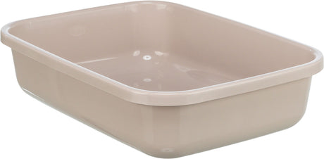 Rechteckige, beige Schale aus Kunststoff mit abgerundeten Ecken und glatter Oberfläche.