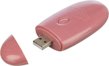 Rosa USB-Stick mit abnehmbarem Deckel und Trixie-Logo, sichtbar ist der USB-Anschluss sowie ein Einschaltknopf.