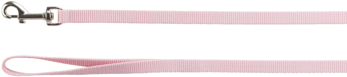 Rosa Hundeleine mit Metallschnalle und Schlaufe, lang und flach.