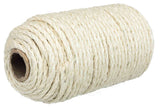 Beige Rolle aus geflochtenem Seil mit sichtbarem Pappkern, rund und kompakt gewickelt.