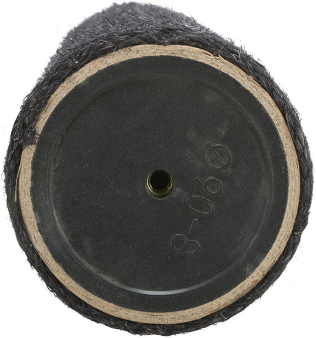 Schwarze zylindrische Bürste mit sichtbarer Kunststoffbasis und mittigem Metallloch.