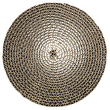 Rundgeflecht aus welligem Material in Kreisform mit einem gemusterten, durchlässigen Design.