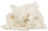 Haufen aus dichtem, weißem, flauschigem Material, das lose angeordnet ist.