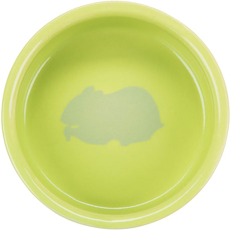 Runde grüne Schale mit Tier-Silhouette im Inneren.