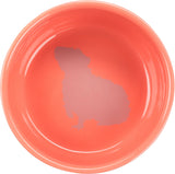 Orangefarbene Schüssel mit einer Silhouette in der Mitte, die die Form eines sitzenden Tieres hat.
