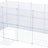 Weißes Metallgittergehege mit rechteckiger Form, transparenter Abdeckung und Türklappe auf der Vorderseite.