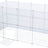 Weißes Metallgittergehege mit rechteckiger Form, transparenter Abdeckung und Türklappe auf der Vorderseite.