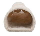 Beigefarbene, runde Höhle aus weichem Material mit offenem Eingang und geschlossener Rückseite.