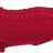 Roter Hundemantel mit Zopfmuster und gerippten Säumen.