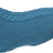 Blauer gestrickter Hundepullover mit Zopfmuster und geripptem Kragen, seitlich ein kleines Label.