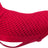 Roter, gestrickter Hundemantel mit einer grobmaschigen Struktur und Kragen sowie einem breiten unteren Rand.