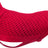Roter, gestrickter Hundemantel mit einer grobmaschigen Struktur und Kragen sowie einem breiten unteren Rand.