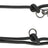 Langleine aus schwarzem geflochtenem Material mit mehreren Metallringen und einem Karabinerhaken.