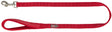 Rote Hundeleine mit silbernem Karabinerhaken und gewebter Schlaufe aus widerstandsfähigem Material.