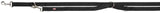 Schwarze Hundeleine mit Metallkarabinerhaken und D-Ring; das Logo "Trixie" ist sichtbar.