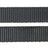 Schwarze Hundeleine aus Nylon mit silbernem Karabinerhaken und mehreren Metallringen, Label mit Aufschrift.