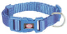 Blaues Hundehalsband aus Nylon mit Kunststoffverschluss und Metallring, Aufschrift "TRIXIE".