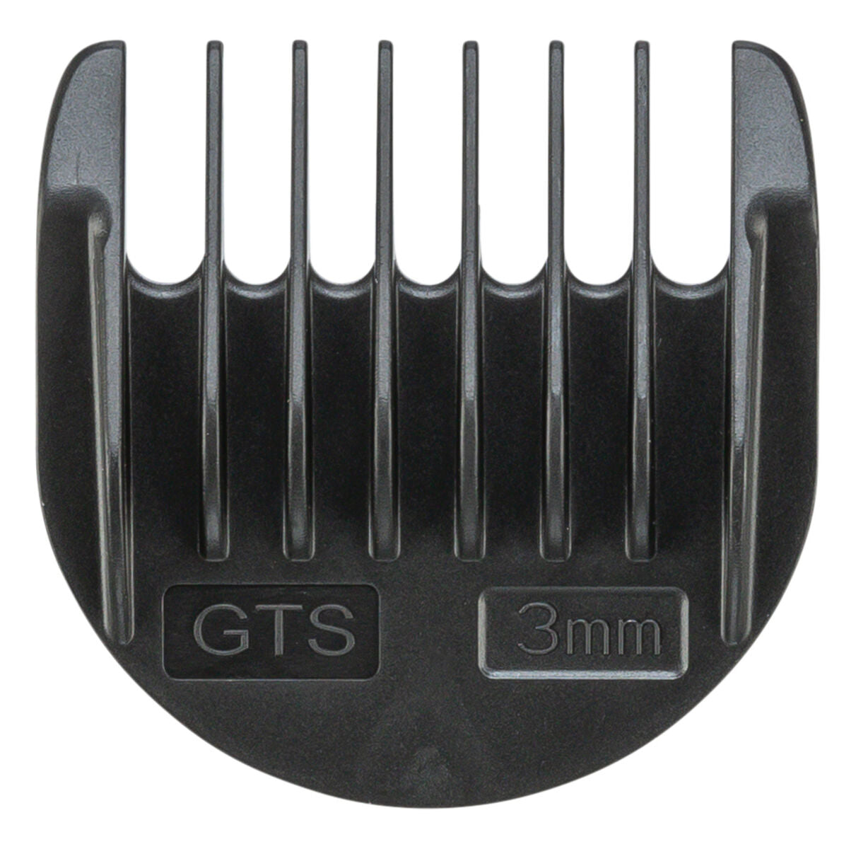Schwarz-grauer Kammaufsatz mit der Aufschrift "GTS 3mm", geeignet für Haarschneidemaschinen.
