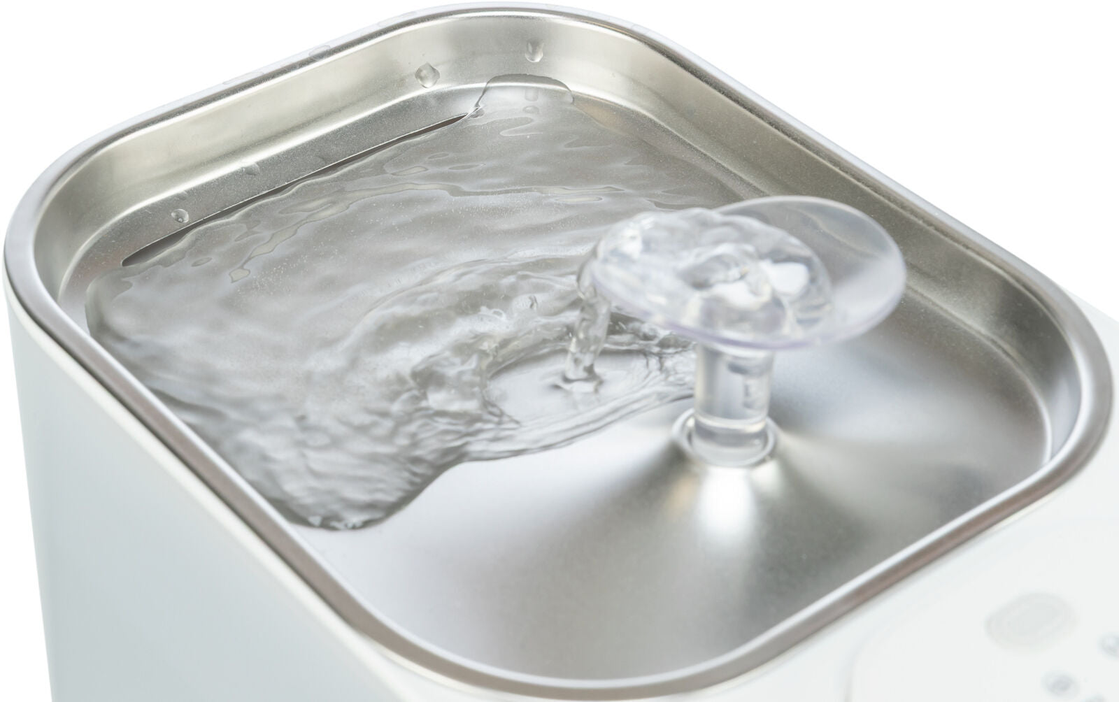 Aqua Square Trinkbrunnen für Hunde mit Bewegungserkennung und Edelstahltrinkschale