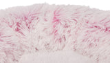 Weiches, flauschiges Textilmaterial in Rosa und Weiß.
