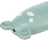 Graues, mausförmiges Objekt mit weißen Details und abgerundeten Ohren.