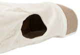 Beige-farbene Höhle mit rundem Eingang, kuscheliges Material, glatte Oberfläche, brauner Innenraum.