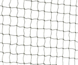 Ein quadratisches Netz mit schwarzem Rahmen vor weißem Hintergrund, gleichmäßig verteilte Maschen.