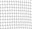 Ein schwarzes, quadratisches Netz mit regelmäßigen Maschen ist auf weißem Hintergrund zu sehen.