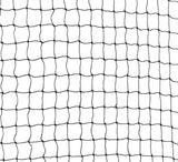 Ein schwarzes, quadratisches Netz mit regelmäßigen Maschen ist auf weißem Hintergrund zu sehen.