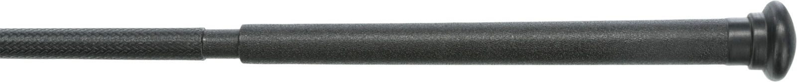 Schwarzer, zylindrischer Griff mit strukturiertem Oberflächenmuster, endet in einer runden Kappe.